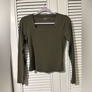 Old Navy Women's Olive Green Ribbed Long Sleeve Top